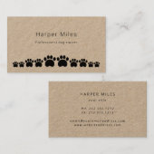 Rustikales Kraftpapier Pfoten Hundetrainer Visiten Visitenkarte (Vorne/Hinten)