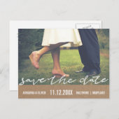 Rustikales Kraftpapier Save the Date Typografie-Fo Ankündigungspostkarte (Vorne/Hinten)