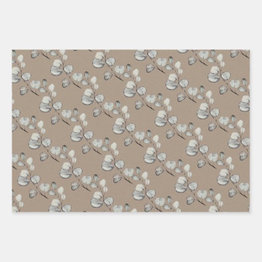 Rustikales Kraftpapier verblasst Grüne Eukalyptus- Geschenkpapier Set (Vorderseite)