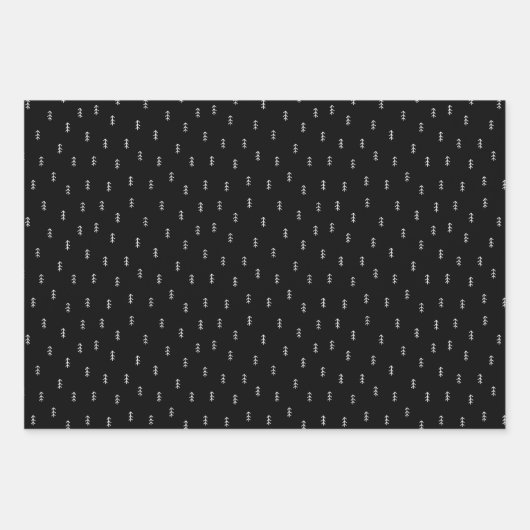 Rustikales Kraftpapier | Weihnachtsbaumskizze Mini Geschenkpapier Set (Vorderseite 2)