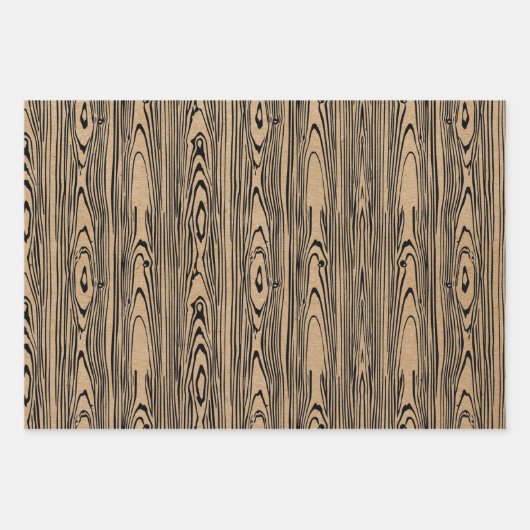 Rustikales Kraftpapier | Weihnachtsbaumskizze Mini Geschenkpapier Set (Vorderseite 3)