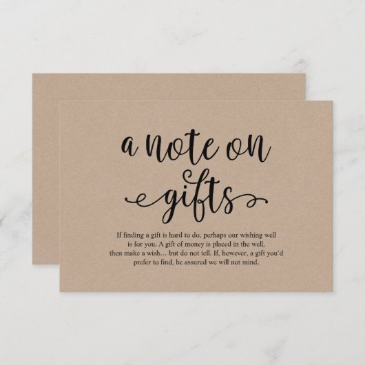 Rustikales Kraftschwarz-Skript, Ein Hinweis auf Ge Begleitkarte (Vorne/Hinten)