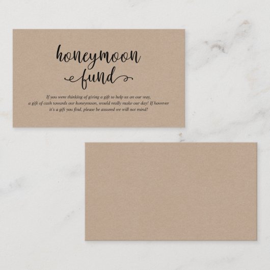 Rustikales Kraftschwarz-Skript, Hochzeitsfond Begleitkarte (Vorne/Hinten)