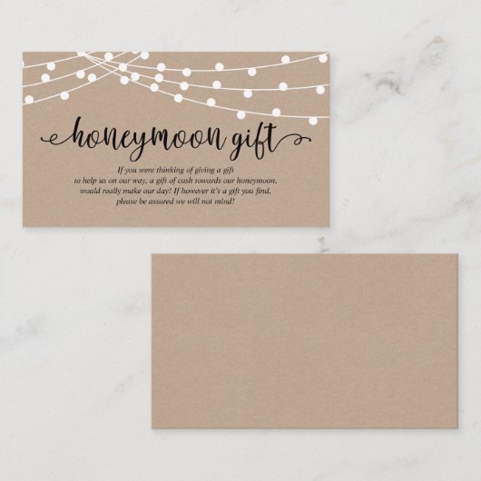 Rustikales Kraftseillicht, Hochzeitshoniggeschenk Begleitkarte (Vorne/Hinten)