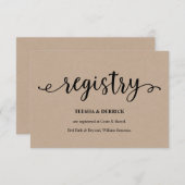 Rustikales Kraftskript, Heiratsregister Begleitkarte (Vorne/Hinten)