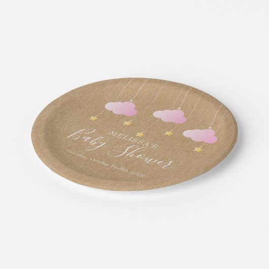 Rustikales Krampentinkel mit Tinkeln, Babydusche p Pappteller (Schrägansicht)