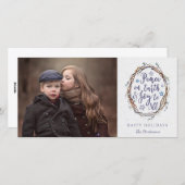 Rustikales Kranz Weltfrieden Weihnachtsfest Foto Feiertagskarte (Vorne/Hinten)