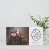 Rustikales Kranz Weltfrieden Weihnachtsfest Foto Feiertagskarte (Stehend Vorderseite)