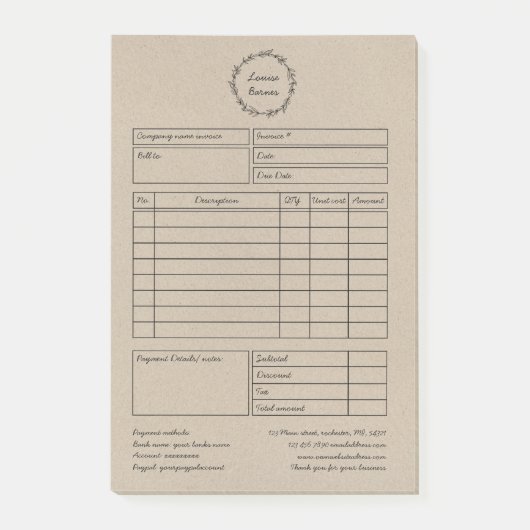 rustikales Kranzpapier Post-it Klebezettel (Vorderseite)