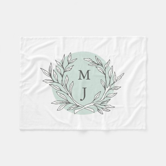 Rustikales Kraut Mit Monogramm Blanket Fleecedecke (Vorderseite (Horizontal))