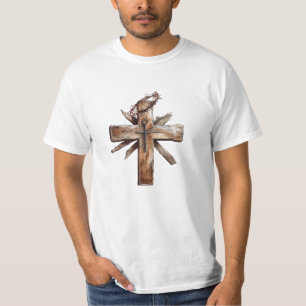 Rustikales Kreuz mit Dornen T-Shirt