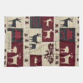 Rustikales Kreuzstich-Patchwork | Volkstümliches W Geschirrtuch (Horizontal)