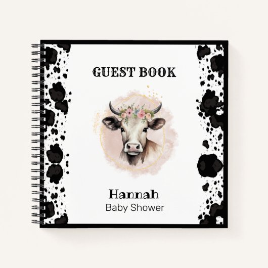 Rustikales Kuh Gästebuch Notizblock (Vorderseite)
