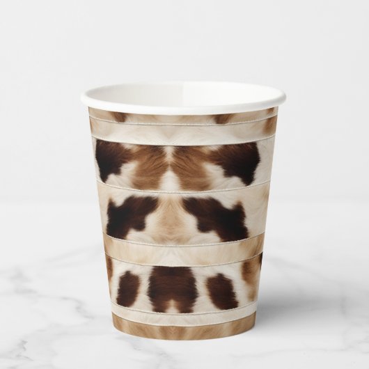 Rustikales Kuh Print Western Country Cowboy Party Pappbecher (Links)