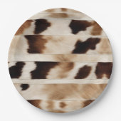 Rustikales Kuh Print Western Country Cowboy Party Pappteller (Vorderseite)