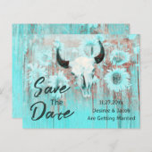 Rustikales Kuh Skull Boho Aquamarin Sonnenblumen H (Vorne/Hinten)