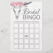 Rustikales Kuh Skull Boho Floral Bridal Bingo Spie (Vorderseite)