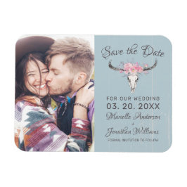 Rustikales Kuhhaut Blütenblau Wasserfarbe B Foto Magnet