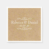 Rustikales Kunsthandwerk Goldstaub Confetti Hochze Serviette (Vorderseite)