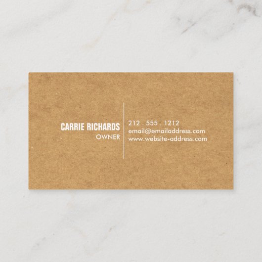 Rustikales Kunsthandwerk Pappengebäck/Catering/Koc Visitenkarte (Rückseite)