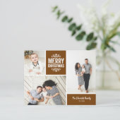 Rustikales Kupfer frohe Weihnachten 3 Foto Collage (Stehend Vorderseite)