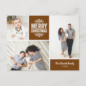 Rustikales Kupfer frohe Weihnachten 3 Foto Collage (Vorderseite)