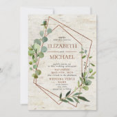 Rustikales Kupfergeometrisches Eukalyptus Elegante Einladung (Vorderseite)