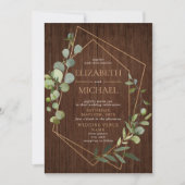Rustikales kupfergeometrisches Eukalyptus-Foto Einladung (Vorderseite)
