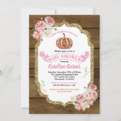 Rustikales Kürbis-Babydusche Einladung Holz (Vorderseite)