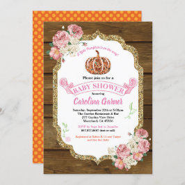 Rustikales Kürbis-Babydusche Einladung Holz