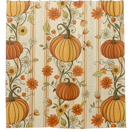 Rustikales Kürbis- und Herbstlaub-Muster (6) Duschvorhang (Vorderseite)
