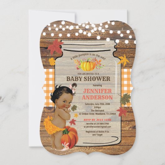 Rustikales Kürbisgemüse Einladung (Vorderseite)