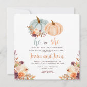 Rustikales Kürbisgeschlecht offenbartes Party Einladung (Vorderseite)