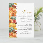Rustikales Kürbismenü und Hochzeitsmenü für Blume Menükarte (Stehend Vorderseite)