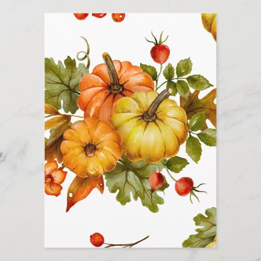 Rustikales Kürbismenü und Hochzeitsmenü für Blume Menükarte (Rückseite)