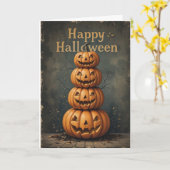 Rustikales Kürbisstack Halloween Bauernhaus Fall V Karte (Gelbe Blume)