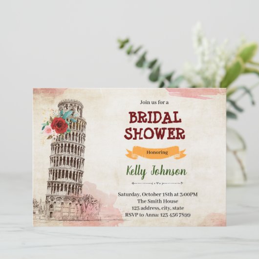 Rustikales kursives Brautparty Einladung (Stehend Vorderseite)