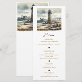 Rustikales Küsten-Leuchtturm Seaside Beach Menü Menükarte