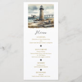 Rustikales Küsten-Leuchtturm Seaside Beach Menü Menükarte (Vorderseite)