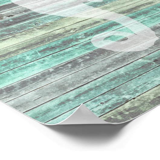 Rustikales Küstendekor Seepferd Poster (Ecke)