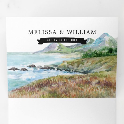 Rustikales KüstenGazebo | Illustrierte Hochzeit Dreifach Gefaltete Einladung (Innen Erste Seite)