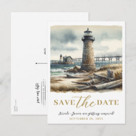 Rustikales KüstenLeuchtturm Save the Date Ankündigungspostkarte
