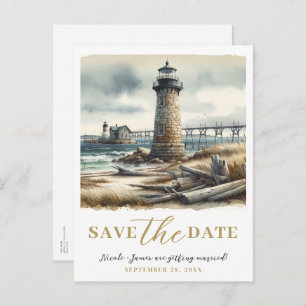 Rustikales KüstenLeuchtturm Save the Date Ankündigungspostkarte