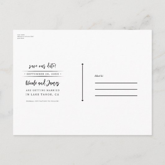 Rustikales KüstenLeuchtturm Save the Date Ankündigungspostkarte (Rückseite)