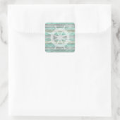 Rustikales Küstenschiff Quadratischer Aufkleber (Tasche)
