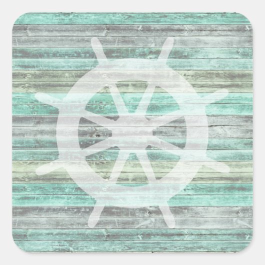 Rustikales Küstenschiff Quadratischer Aufkleber (Vorderseite)