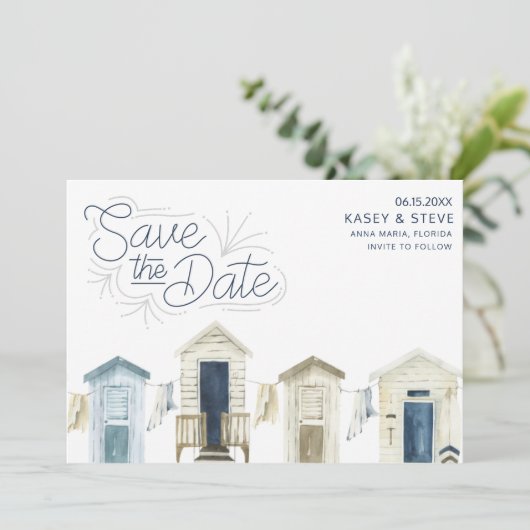 Rustikales Küstenstrand Hochzeitssemble Foto Save Save The Date (Stehend Vorderseite)