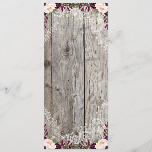 Rustikales Lace Jar Wood & String Lights Hochzeitm Menükarte (Rückseite)