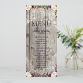 Rustikales Lace Jar Wood & String Lights Hochzeitm Menükarte (Stehend Vorderseite)