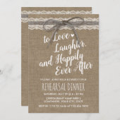 Rustikales Lace Twine Country Burlap Probe Dinner Einladung (Vorne/Hinten)